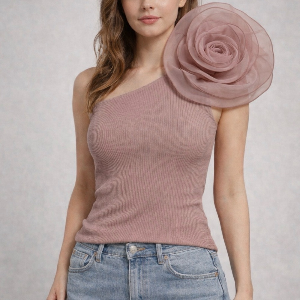 Zara Ribbed Knit Top in Soft Pink